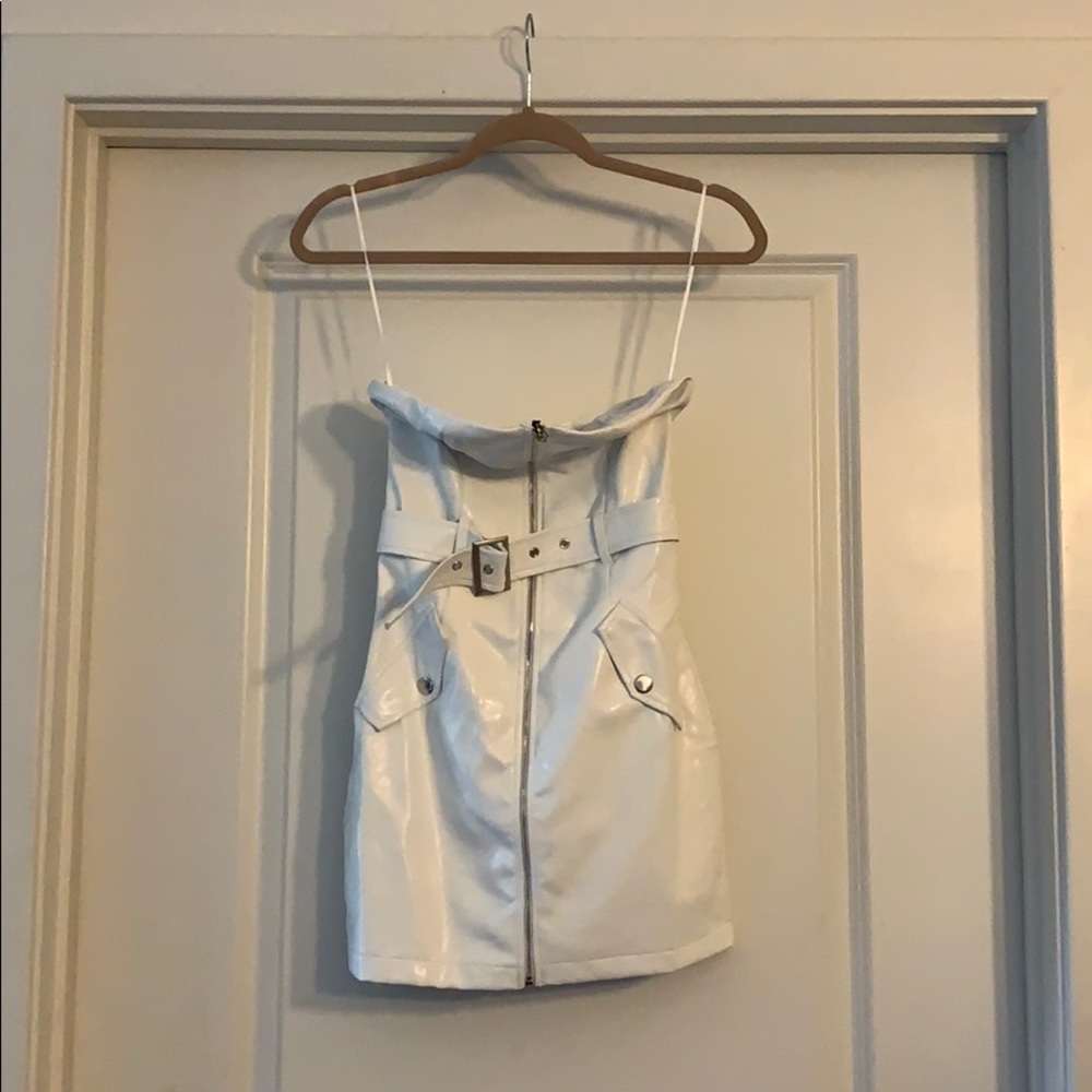 SUPERDOWN white faux leather mini